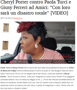 Cheryl Porter contro Giusy Ferreri già nel 2017